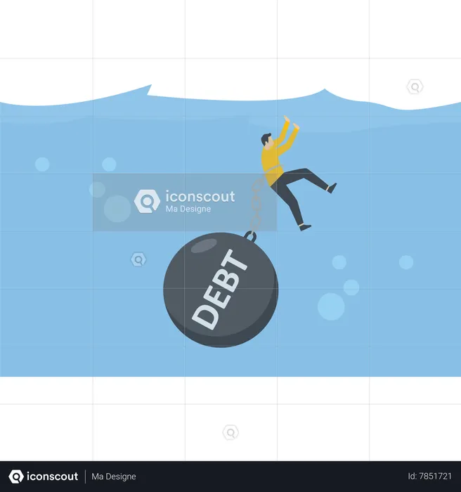 Businessman drowning with debt  Illustration