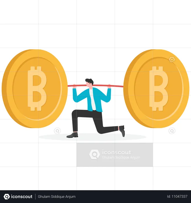 ビットコインを稼ぐビジネスマン  イラスト