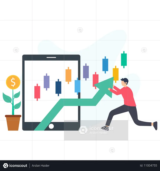 Businessman earning financial profit  Illustration