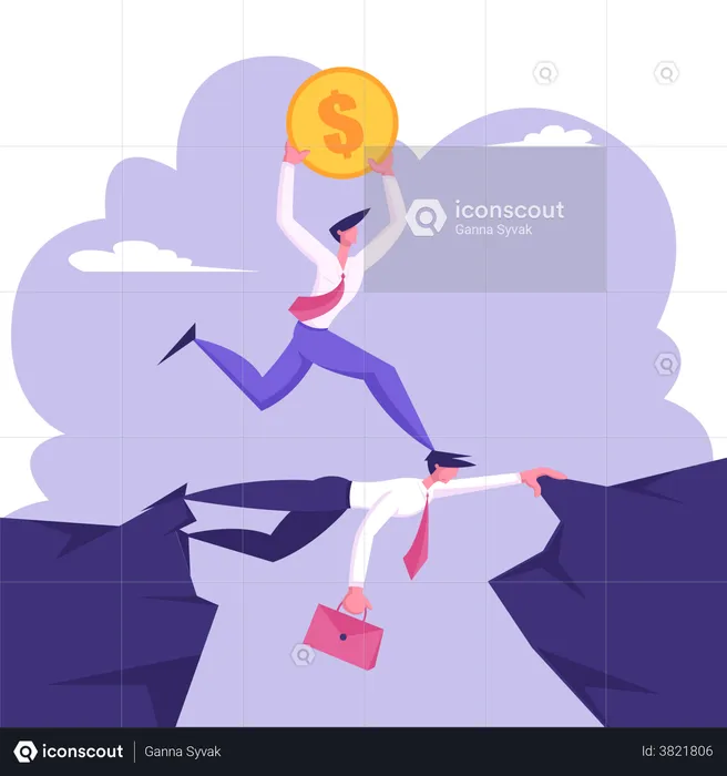 Businessman earning money during competition  Illustration