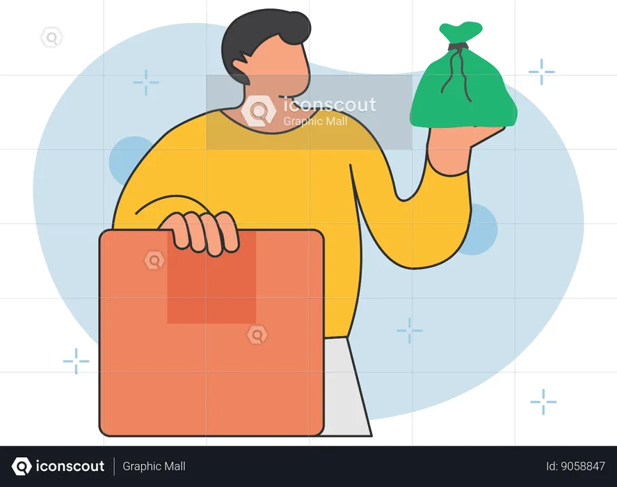 Businessman earning money from business  Illustration