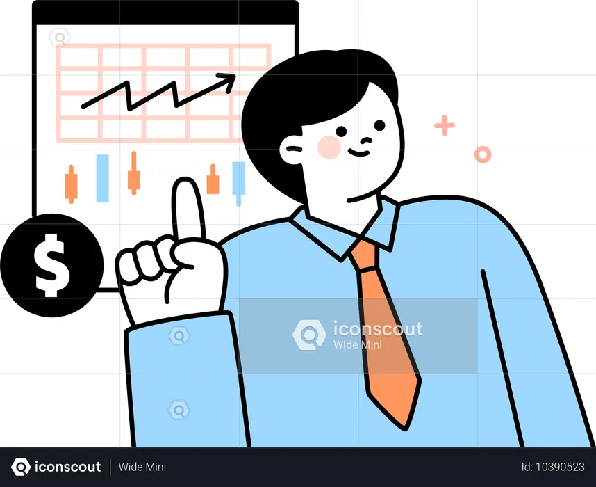 Businessman earning money from online trading  Illustration