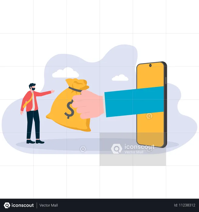 Businessman earns online money  Illustration