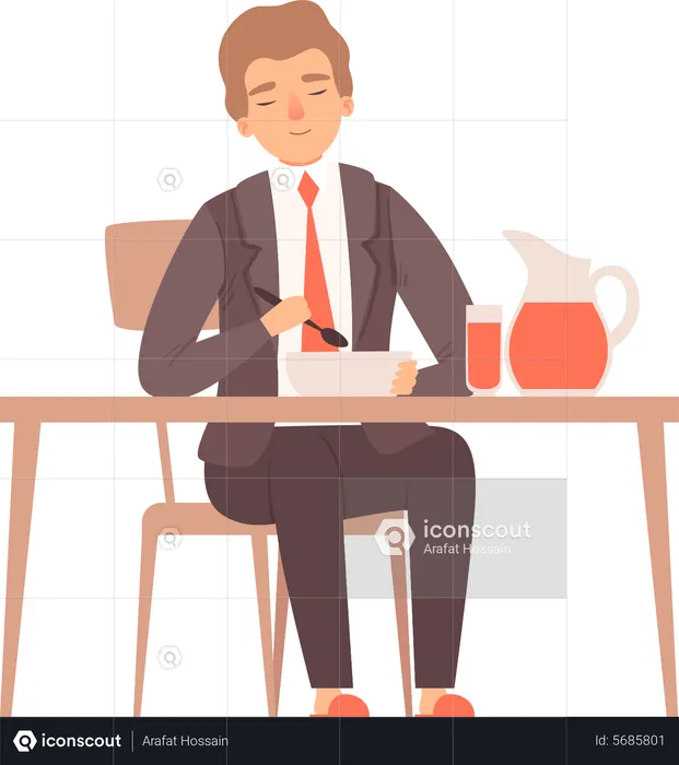 Businessman eating breakfast  Illustration