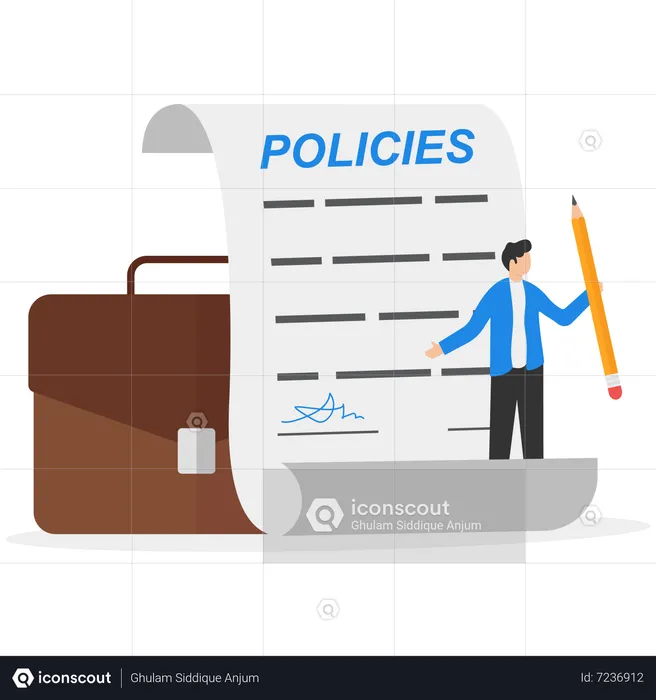 Businessman editing company policy  Illustration