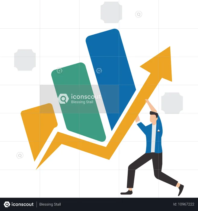 Businessman Effort to reach business growth  Illustration