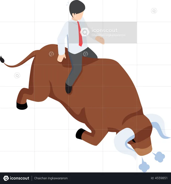 Businessman enjoying bullish stock market  Illustration