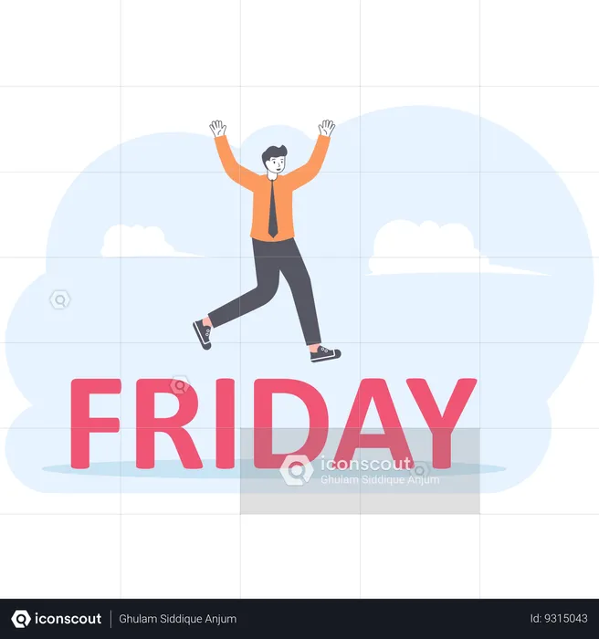 Businessman enjoys Friday leave  Illustration