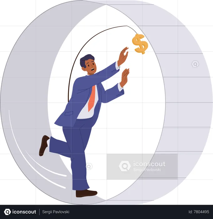 Businessman entrepreneur running behind money  Illustration