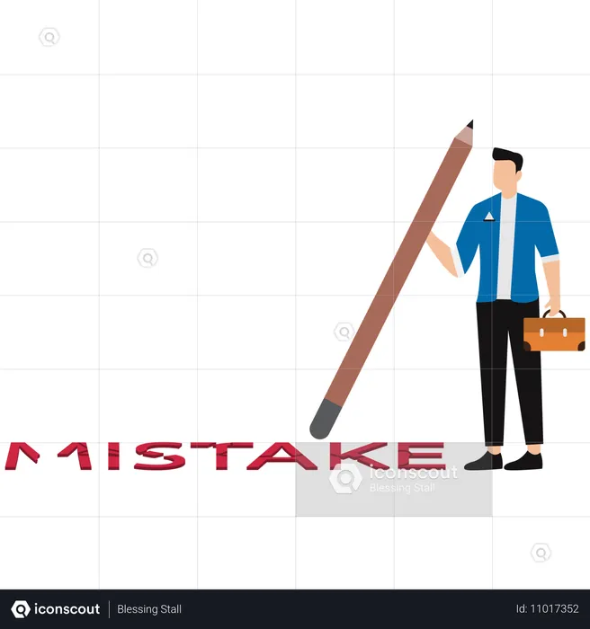 Businessman erasing business mistake  Illustration