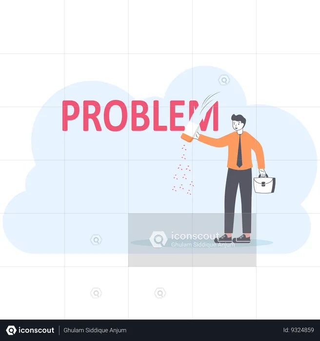 Businessman erasing problem word  Illustration