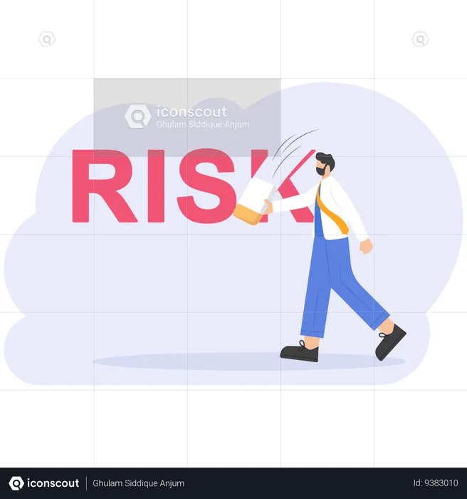 Businessman erasing risk word  Illustration