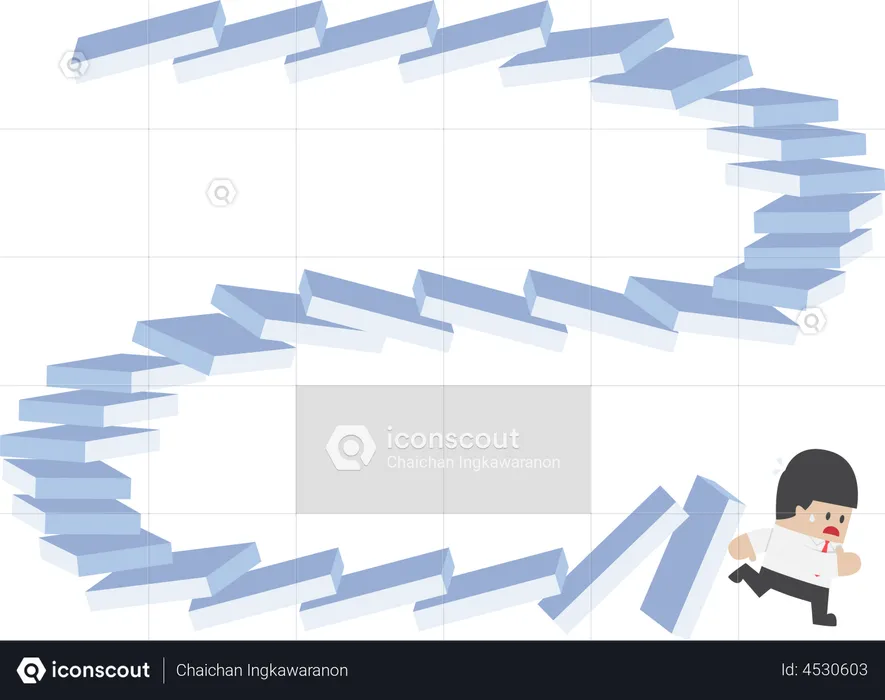 Businessman escaping from business crisis  Illustration