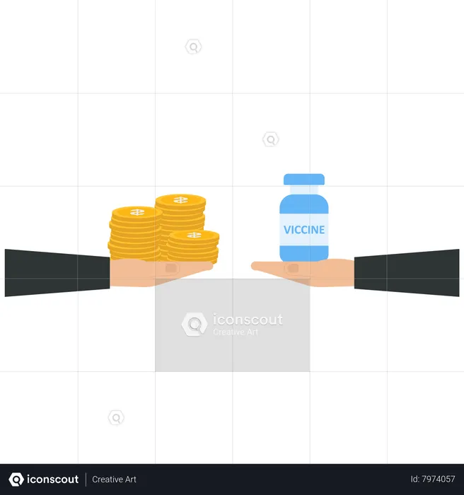 Businessman exchange between vaccine and money  Illustration