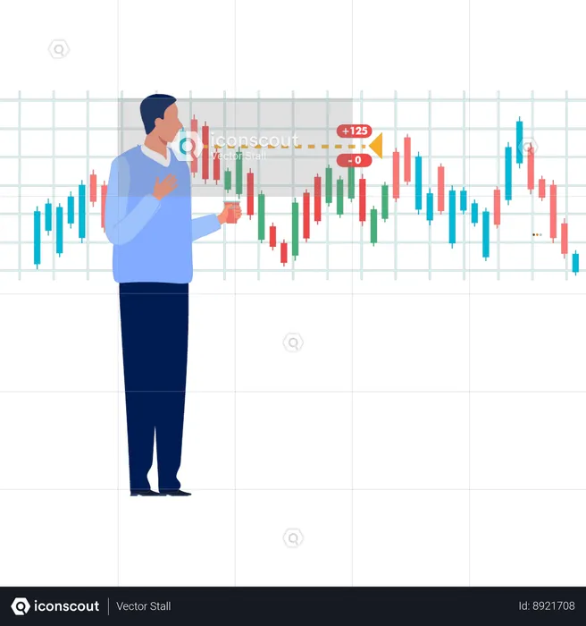 Businessman explaining stock market trading chart  Illustration