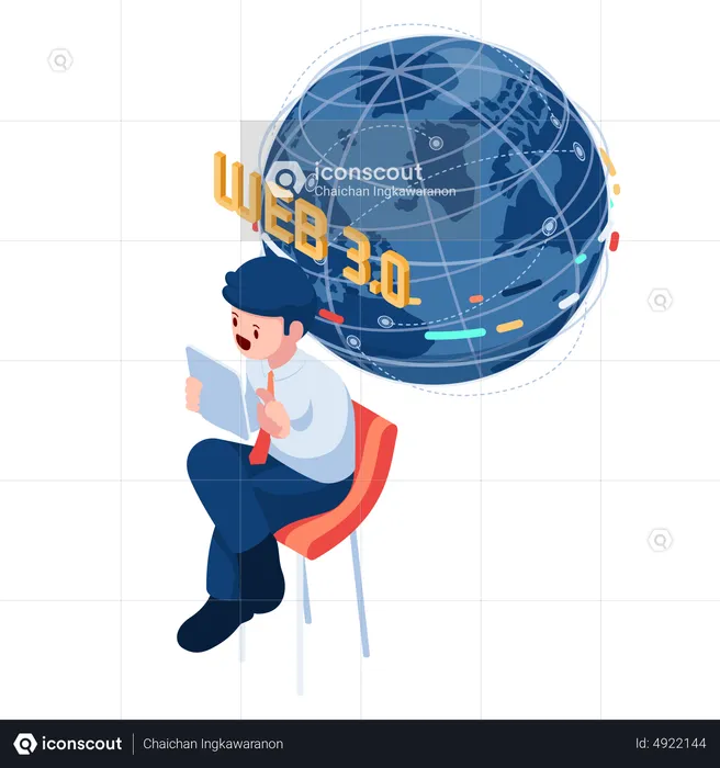 Businessman Exploring Web 3  Illustration