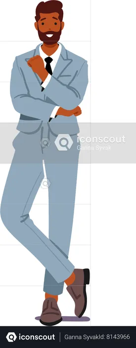 Businessman exudes confidence in his posture  Illustration