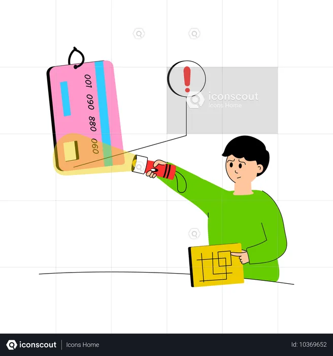 Businessman faces Damaged Credit Card  Illustration