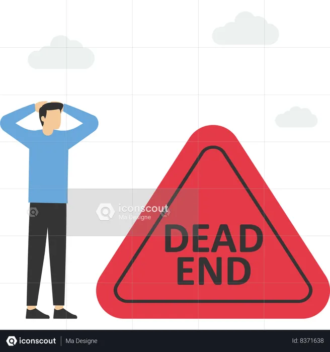 Businessman faces dead end  Illustration