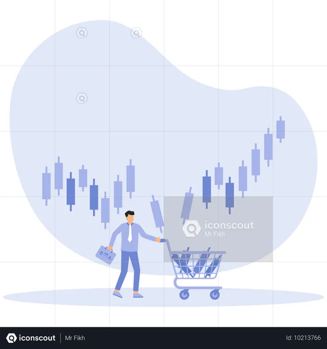 Businessman faces fluctuation in market  Illustration