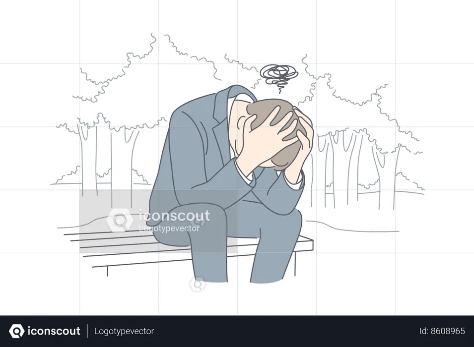 Businessman faces loss in business  Illustration