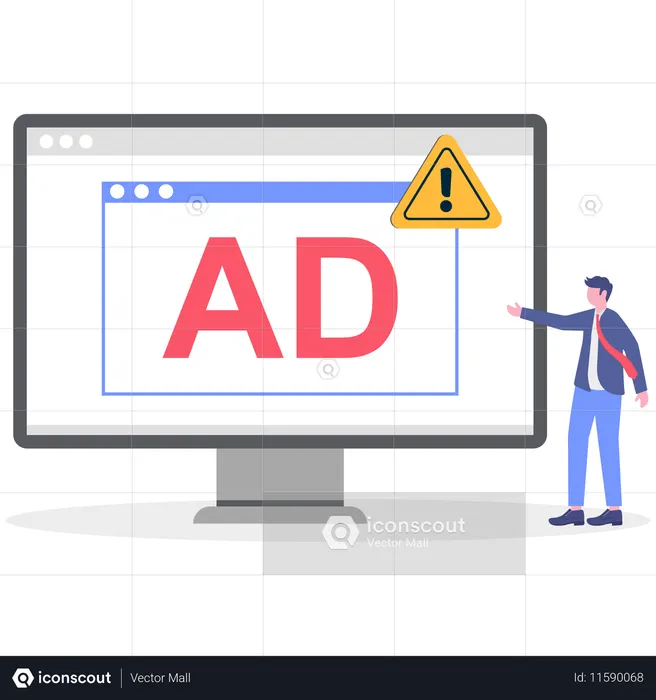Businessman facing Advertising fraud  Illustration