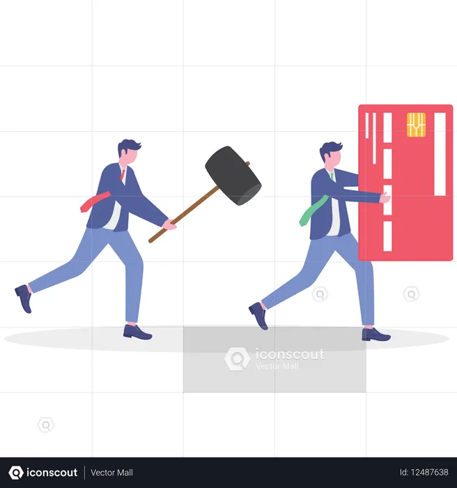 Businessman facing bankruptcy problem  Illustration