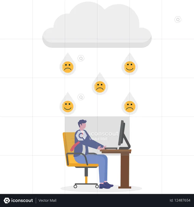 Businessman facing business anxiety  Illustration