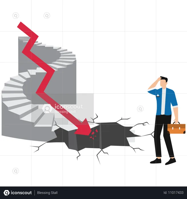 Businessman facing business crash  Illustration