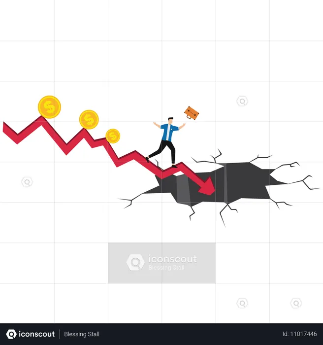 Businessman facing business crash  Illustration