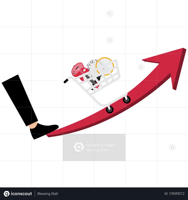 Businessman facing business inflation  Illustration