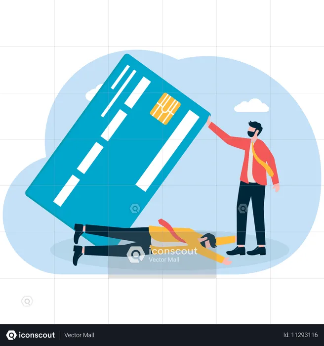 Businessman facing credit card debt  Illustration