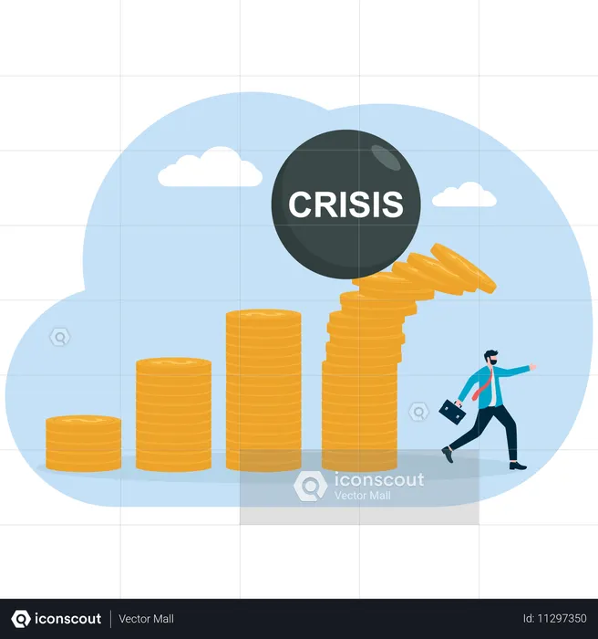 Businessman facing crisis from market  Illustration