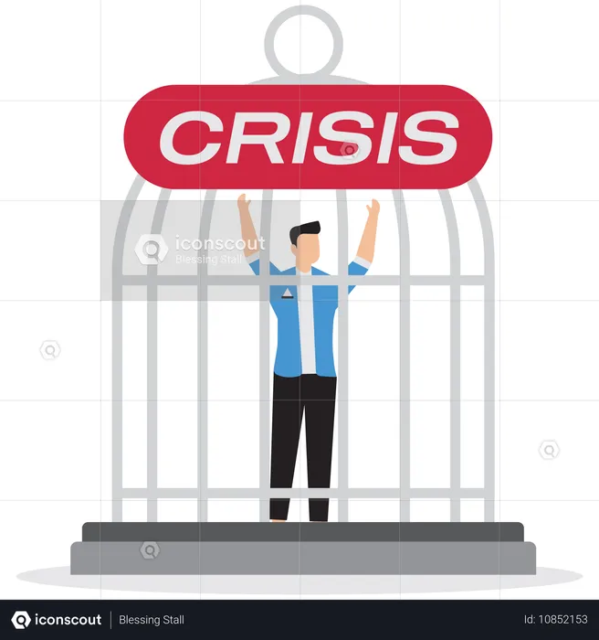 Businessman facing crisis  Illustration