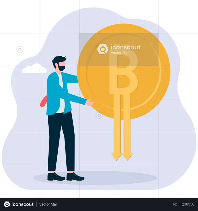 Businessman facing crypto crisis  Illustration