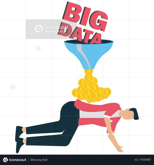 Businessman facing data overload  Illustration