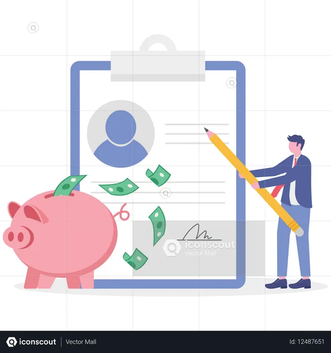 Businessman facing debt obligation  Illustration