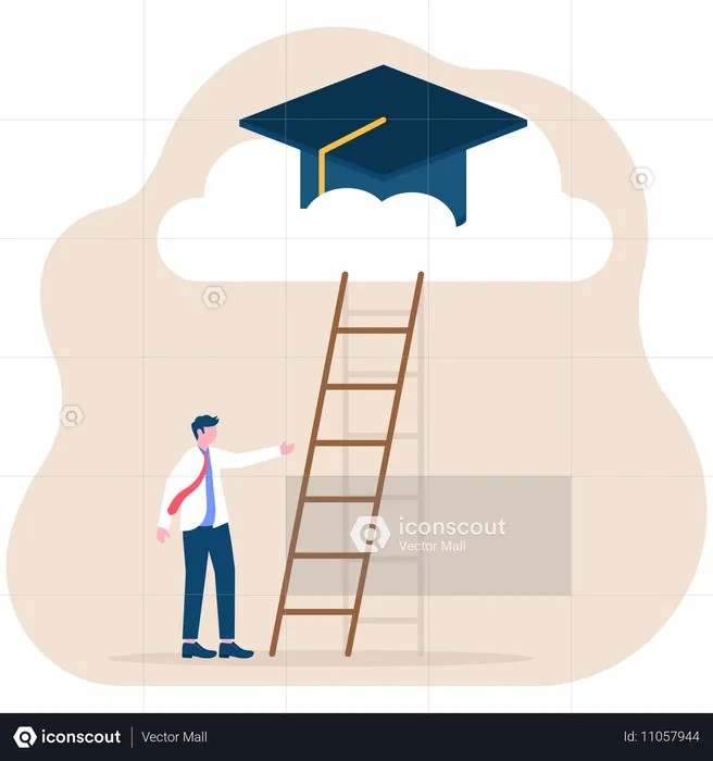 Businessman facing education gap  Illustration