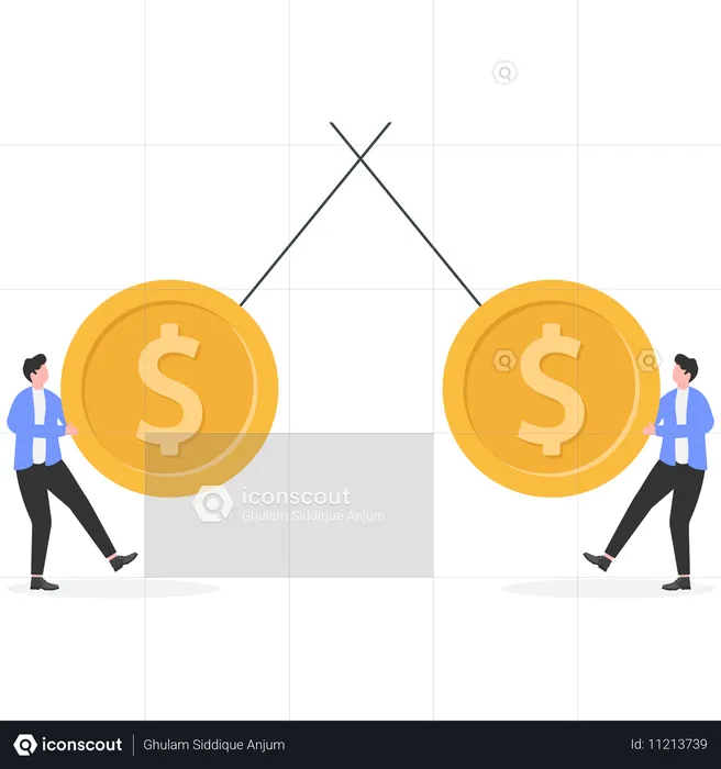 Businessman facing financial conflict  Illustration