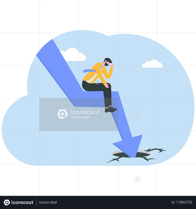 Businessman facing financial crisis  Illustration