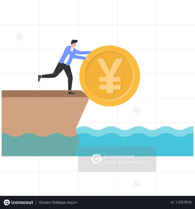 Businessman facing financial crisis  Illustration