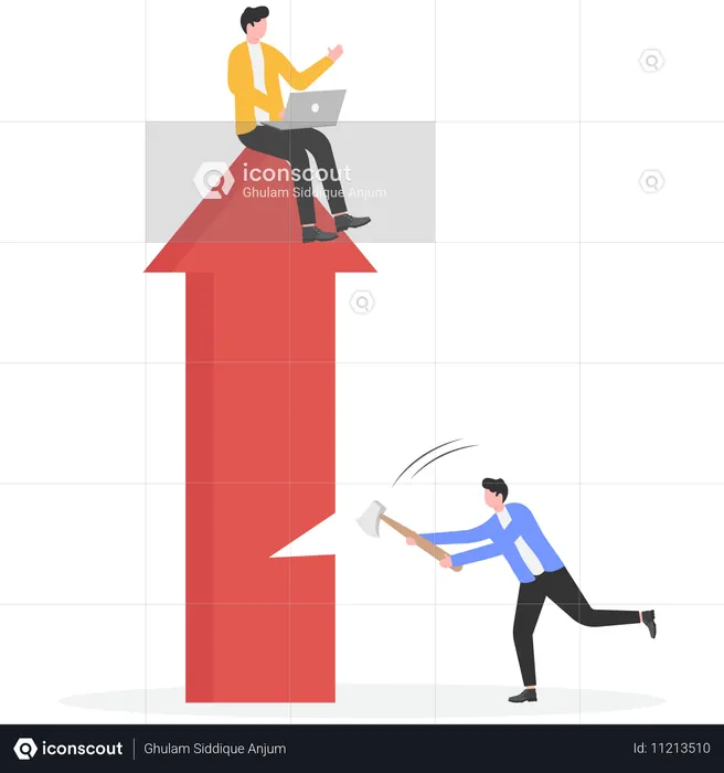 Businessman facing financial crisis  Illustration