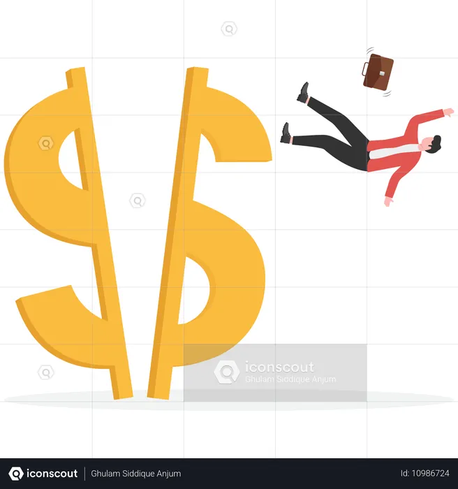 Businessman facing financial crisis  Illustration