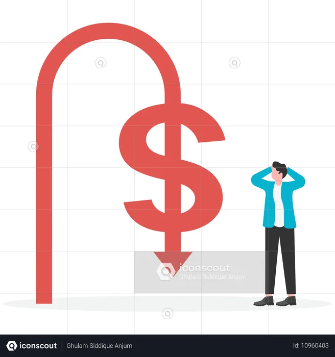 Businessman facing financial crisis  Illustration