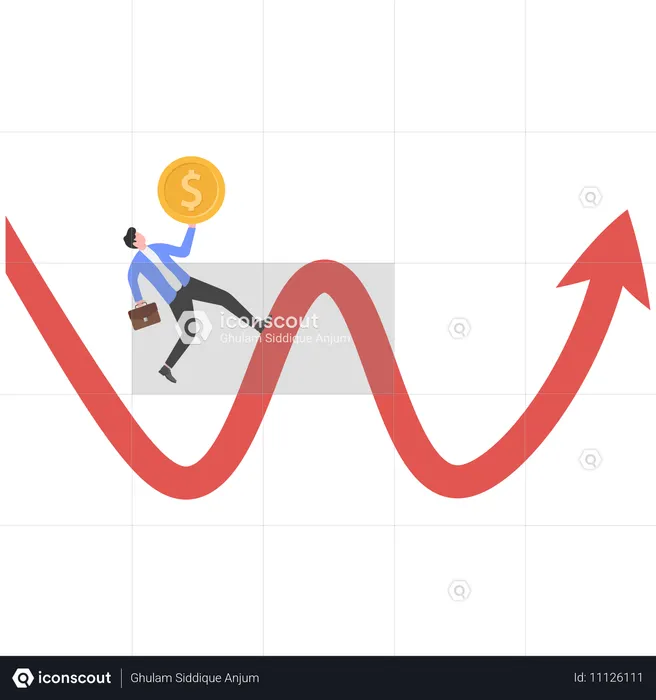 Businessman facing financial instability  Illustration