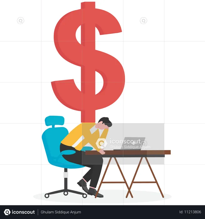 Businessman facing financial problem  Illustration