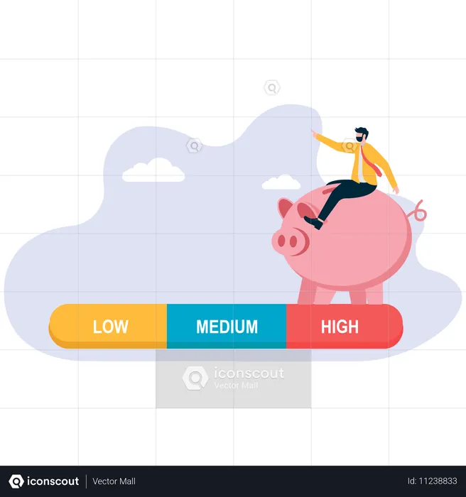 Businessman facing financial risk  Illustration