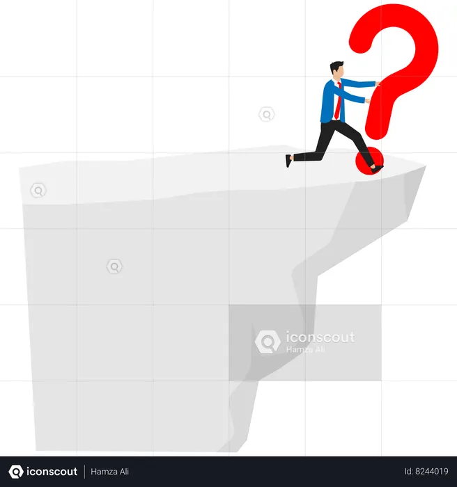 Businessman facing hard and difficult questions in the business  Illustration