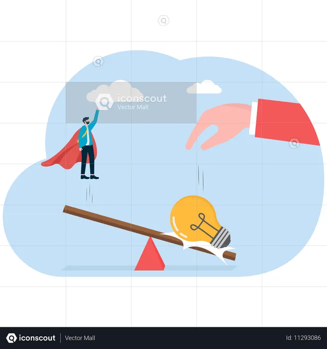 Businessman facing idea balance  Illustration