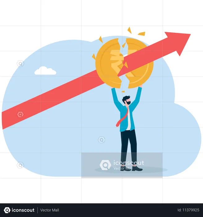 Businessman facing Indian share market crisis  Illustration